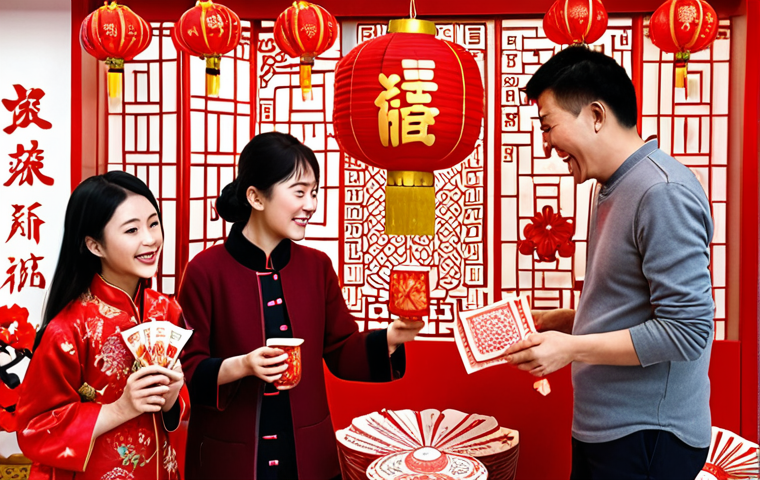 **

A vibrant Chinese New Year scene. A modern family gathers, surrounded by red decorations (lanterns, paper cuttings), admiring a limited-edition product with a traditional Chinese paper-cut design. Social media icons subtly float in the background, showing posts praising the product's "Chinese flavor." Focus on the joyful expressions and the integration of tradition with a contemporary product.

**