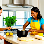 Community Shared Kitchen**

"A bright and inviting community kitchen scene, fully equipped with modern appliances. Several individuals are collaboratively preparing a meal: one woman is chopping vegetables, a man is stirring a pot, and another woman is teaching a young girl how to knead dough. Everyone is smiling and engaged. The kitchen is clean and well-organized, with fresh ingredients visible.  Interior shot, warm lighting, focus on community engagement, fully clothed, appropriate attire, safe for work, perfect anatomy, natural proportions, professional, family-friendly, high quality."

**