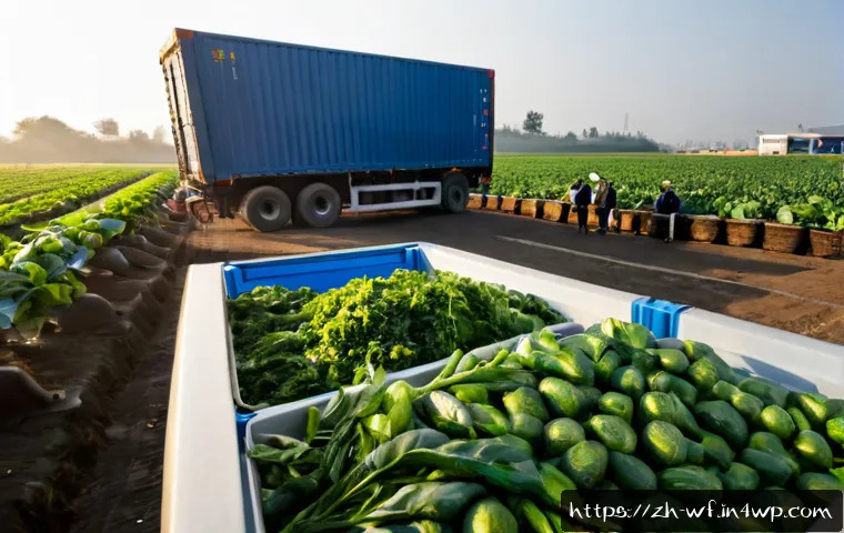 지역생산과 정책 변화의 관계 - Photorealistic wide-angle scene of a local vegetable farm beside a modern regional food processing f...